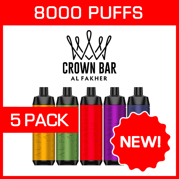 Al Fakher Crown Bar 8000 (5-Pack), genuine Al Fakher stock