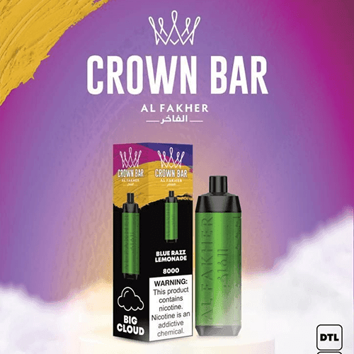 Al Fakher Crown Bar 8000, Blue Razz Lemonade, genuine Al Fakher stock