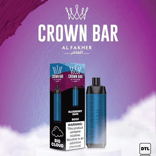 Al Fakher Crown Bar 8000, Blueberry Bubble Gum, genuine Al Fakher stock