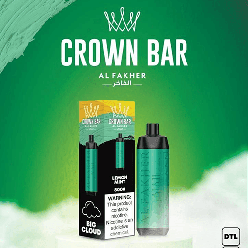 Al Fakher Crown Bar 8000, Lemon Mint, genuine Al Fakher stock