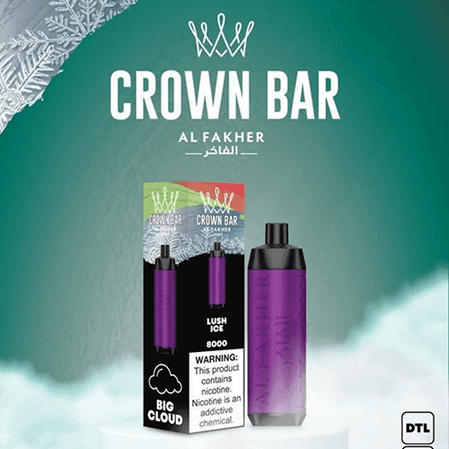 Al Fakher Crown Bar 8000, Lush Ice, genuine Al Fakher stock