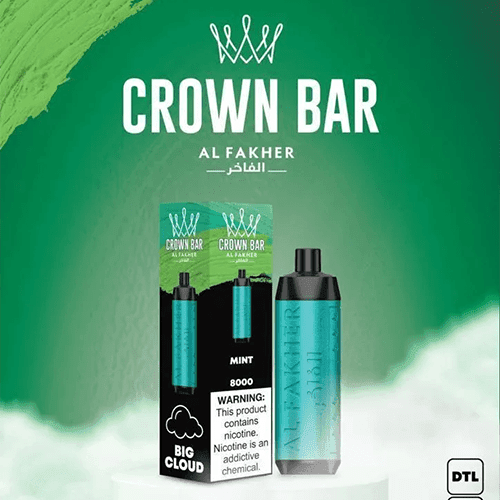 Al Fakher Crown Bar 8000, Mint, genuine Al Fakher stock