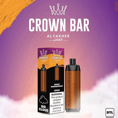 Al Fakher Crown Bar 8000, Sweet Passionfruit, genuine Al Fakher stock