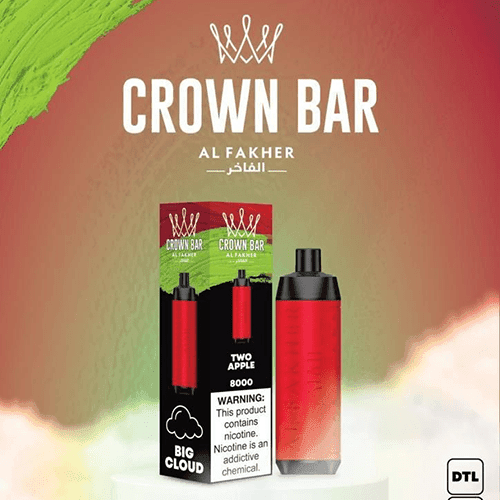 Al Fakher Crown Bar 8000, Two Apple, genuine Al Fakher stock