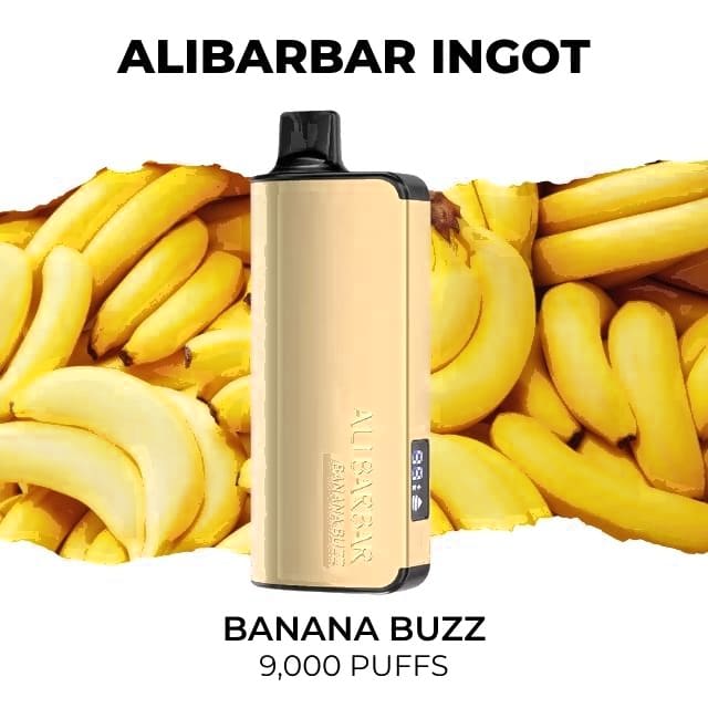 Alibarbar Ingot 9000 disposable vape, Banana Buzz flavour, 9,000 puffs