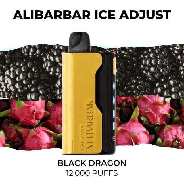 Alibarbar Ice Adjust 12000 disposable vape, Black Dragon flavour, 12,000 puffs