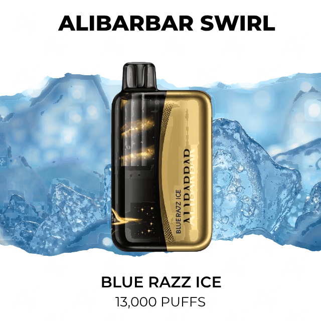 Alibarbar Swirl 13000 disposable vape, Blue razz ice flavour, 13,000 puffs