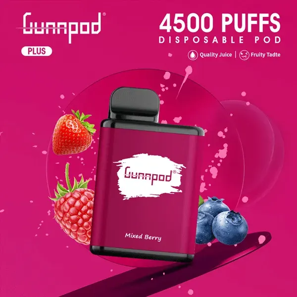 Gunnpod Plus 4500, Mixed Berry, genuine Gunnpod stock