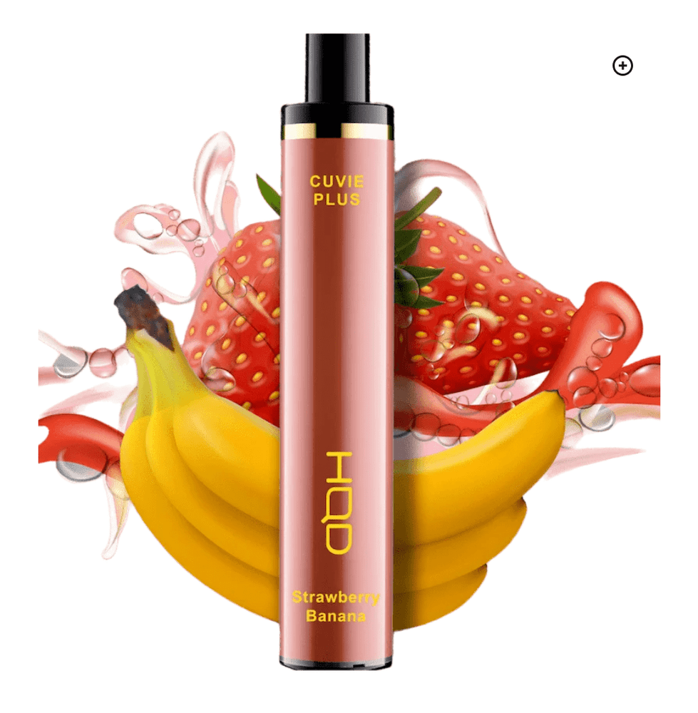 HQD Cuvie Plus disposable vape, Strawberry Banana flavour, 1200 puffs