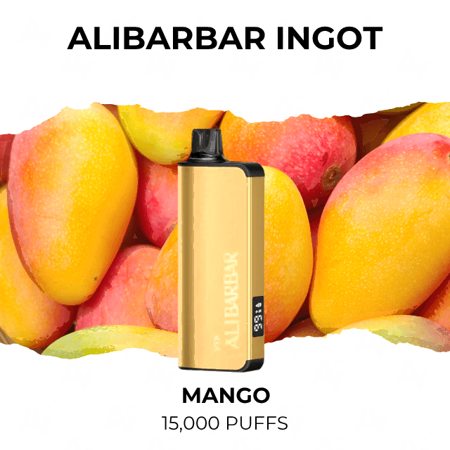 Alibarbar Ingot 15000 disposable vape, Mango flavour, 15,000 puffs