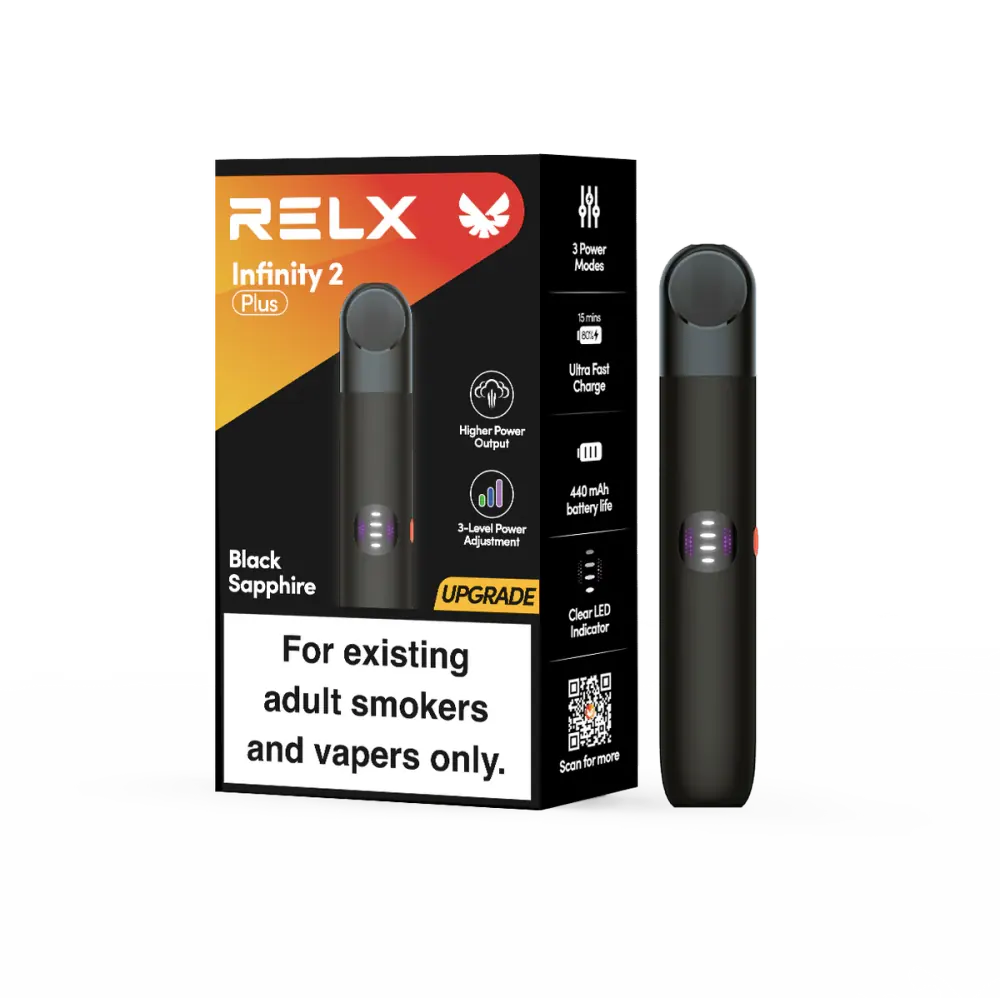 RELX Infinity 2 Plus pod vape device in Black Sapphire