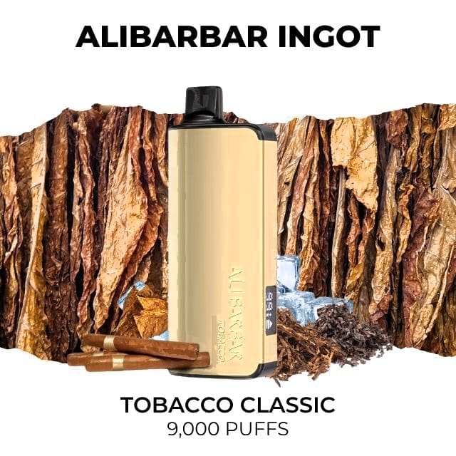 Alibarbar Ingot 9000 disposable vape, Tobacco Classic flavour, 9,000 puffs